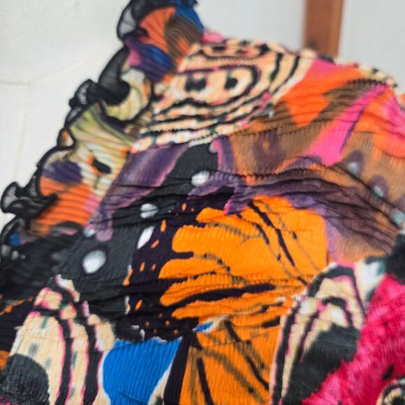 Alberto Makali Women Vtg 90s Y2K Eclectic Butterfly Crinkle Ruffle Cardigan XL - Picture 6 of 12